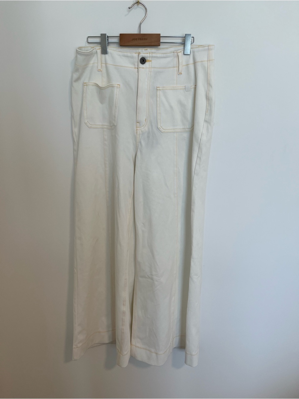 HALARA Cream High-Waist Wide-Leg jean Pants NWT